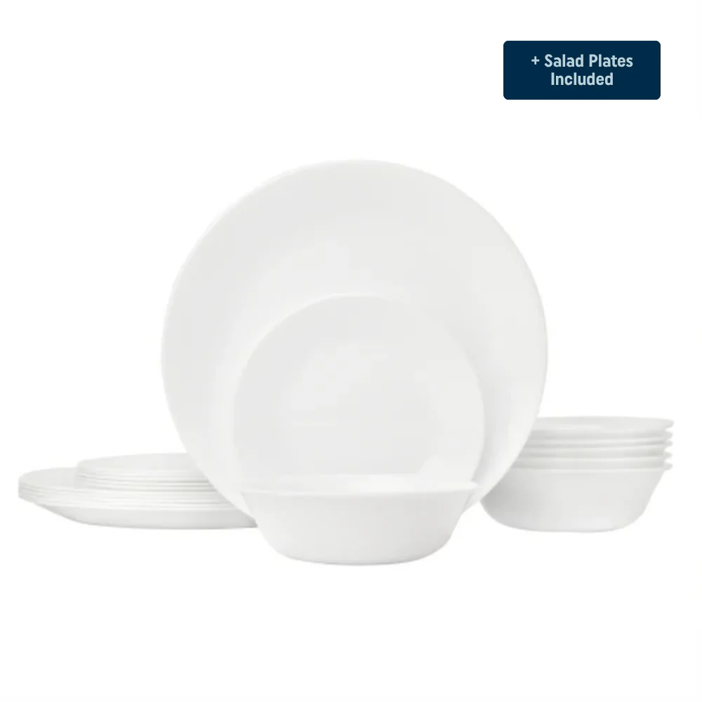 Corelle® Winter Frost White Dinnerware Set – Service for 6 + Salad Plates