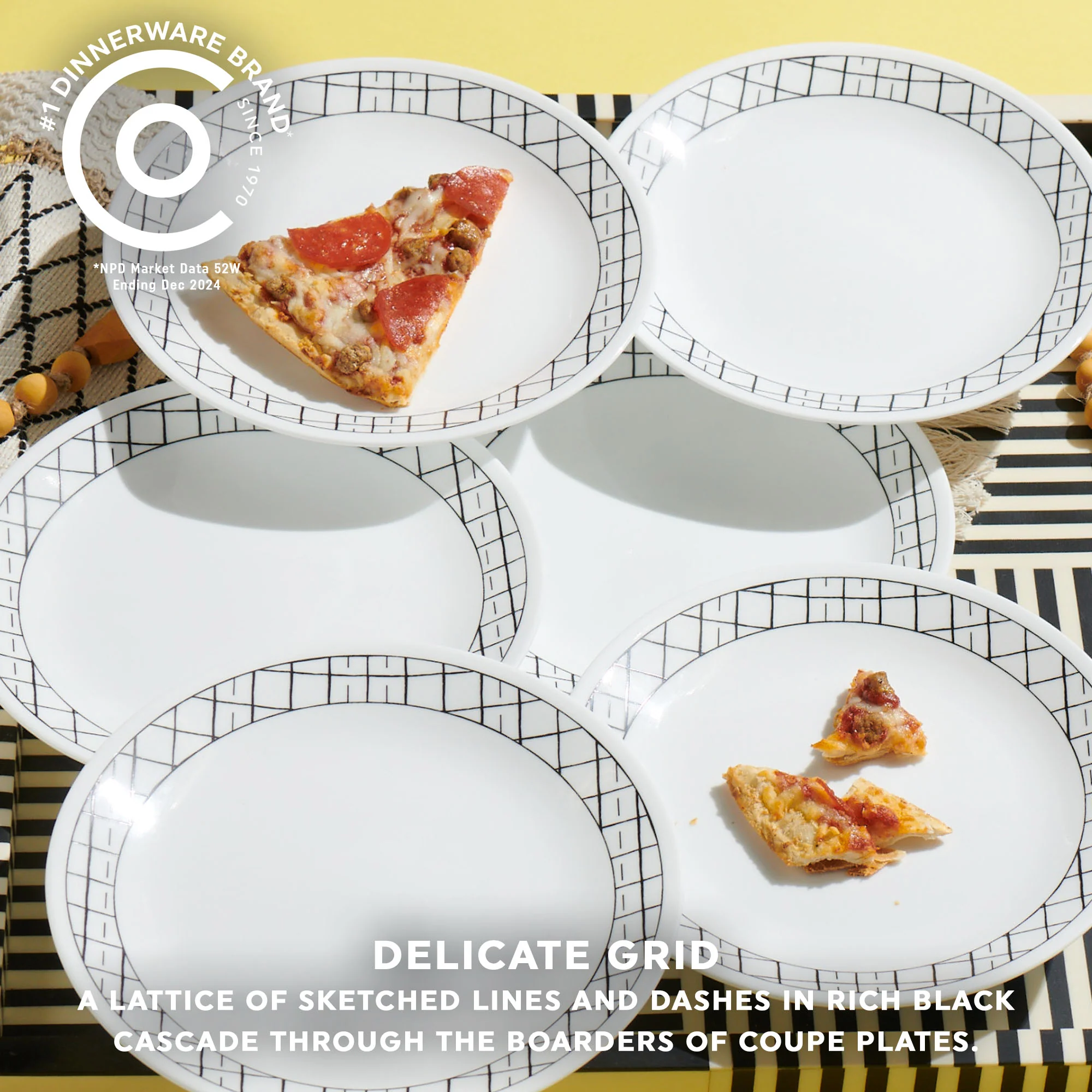 Corelle® Delicate Grid 8.5" Lunch Plate, 6-pack - Image 2