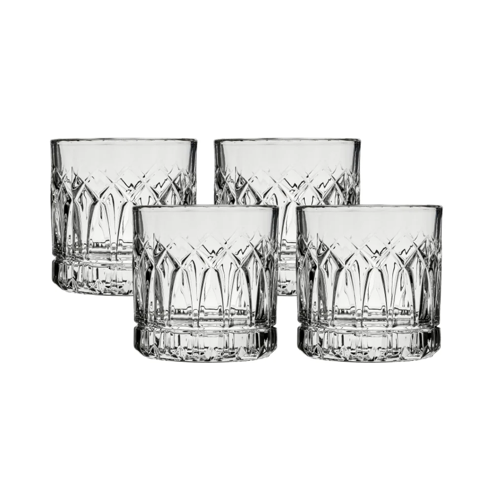 Ocean Glassware Ocean Glass Traze PST Rocks Glasses (4-Pieces), 12-ounce, Dishwasher Safe